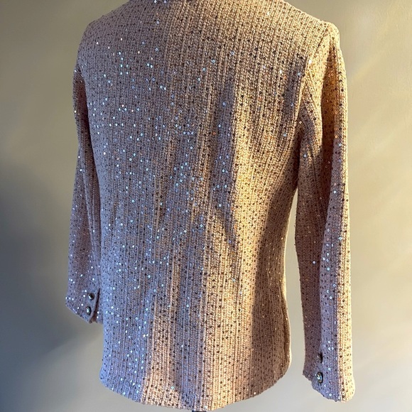 ECI New York Elegant Sequin-Embellished Jacket blazer blush rose gold sequins L - Picture 13 of 16